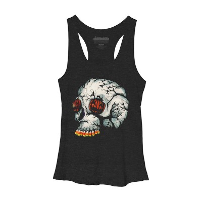 Women's Design By Humans Halloween Skull By LVBArt Racerback Tank Top