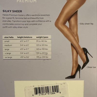 Hanes Premium Women's Silky Sheer Control Top Pantyhose - Off Black XXL