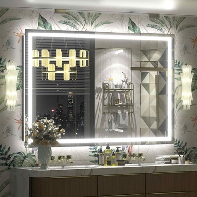Apmir Super Bright Front & Back LED Lighted Anti-Fog Tempered Glass Bathroom/Vanity Mirror with ETL & 3-Year Warranty