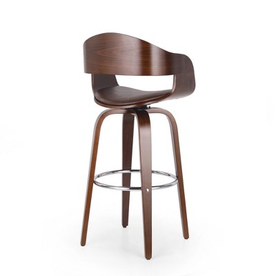 DSVIMOY Counter and Bar Stool Swivel Function with Walnut Frame and Chrome Footrest for Dining, Brown, 28.5"*21.25"*16.75"