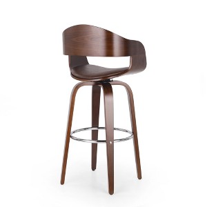 DSVIMOY Counter and Bar Stool Swivel Function with Walnut Frame and Chrome Footrest for Dining, Brown, 28.5"*21.25"*16.75" - 1 of 4