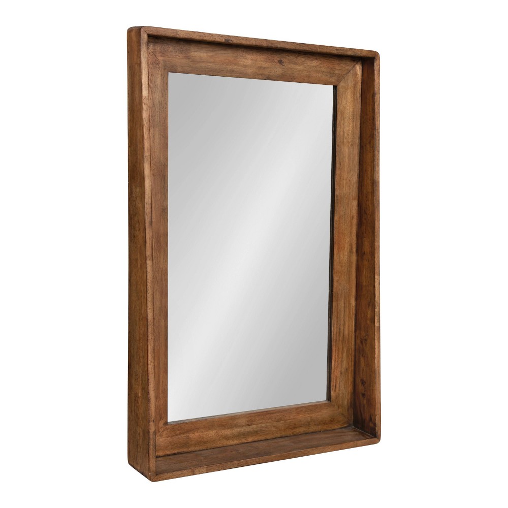 Photos - Wall Mirror 24" x 36" Basking Decorative  with Shelf Brown - Kate & Laurel All Things Decor: Rustic Chic, No Assembly Require
