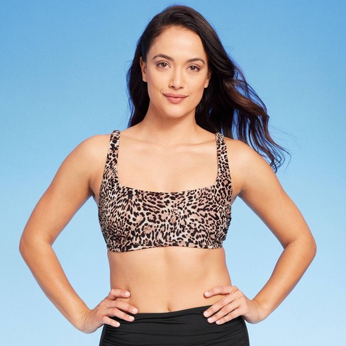 Women's Leopard Print Square Neck Bikini Top - Kona Sol™ Multi