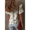 Amaryllis Women's Bow Print Ruffle Sleeve Blouse with Tie Neck Relaxed Fit Chic and Elegant Versatile Top - 4 of 4