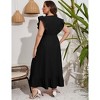 Womens Plus Size Casual Sleeveless Maxi Dress Ruffle Sleeve A Line Swing Summer Maxi Dress with Pockets - 2 of 4