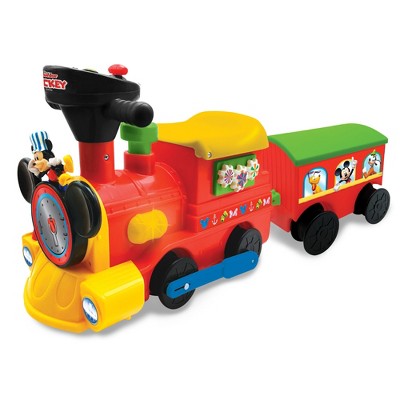 Mickey Mouse Multi-Color Battery-Powered Ride-On Train with Caboose