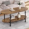 Oval Coffee Table Unique Tea Table 47.2" Mid Century Cocktail Table Low Storage Coffee Table - 3 of 4