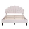 Full Size Upholstered Platform Bed with Flower Pattern Velvet Headboard - 4 of 4