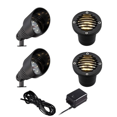 John Timberland Black LED Spot and Small In-Ground Complete Landscape Kit