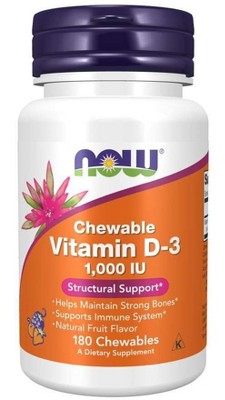 Vitamin D3 1000 IU by Now Foods  -  180 Chewable