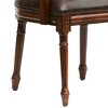 Faux Leather Chair with Fluted Legs, and Intricate Hand Carvings for Living Room - 2 of 4