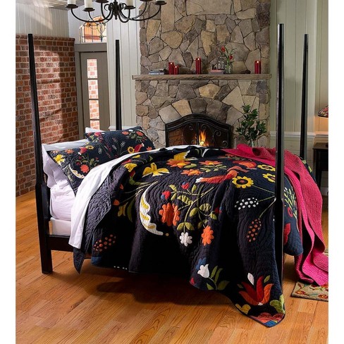 Ansley Folk Art Quilt Set In Full, Queen Size Quilt Bedding