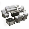 XIZZI Patio Furniture Sets for Outdoor Relaxation, Comfy 3.5-Inch Cushions & 360° Swivel Action for Extra Comfort, 9 Pcs/Set - Fire Pit Table, Gray - 2 of 4