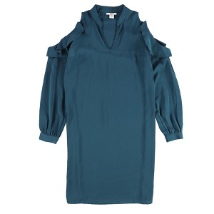 bar III Womens Cold Shoulder Shirt Dress, Blue, Small - 1 of 2