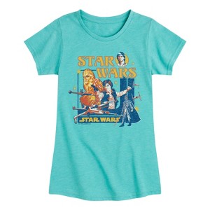 Girls' - Star Wars - Han Solo and Chewie Retro Fitted Short Sleeve Graphic T-Shirt - 1 of 3