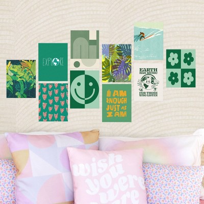Deny Designs Set of 10 Collage Dorm Art Poster Prints Green
