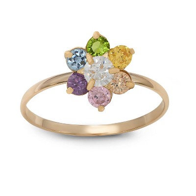 Junior Jewels 10K Yellow Gold Children's Cubic Zirconia Flower Ring