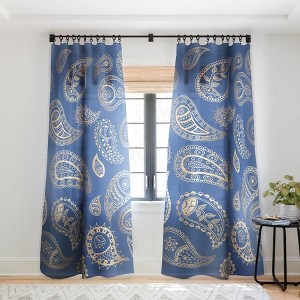 Cynthia Haller Classic blue and gold paisley Single Panel Sheer Window Curtain - Deny Designs - 1 of 3