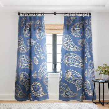 Cynthia Haller Classic blue and gold paisley Single Panel Sheer Window Curtain - Deny Designs