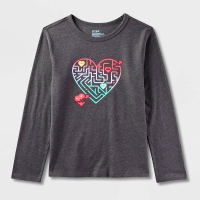 Kids' Adaptive 'game Heart' Long Sleeve Valentine's Day Graphic T-shirt ...