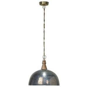 River of Goods 15.25" Cartier Glass and Wood Pendant: UL Listed, Adjustable Height, Metallic Gray - 1 of 4