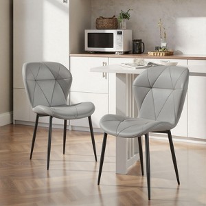 Dining Chairs,Modern Dining Room Chair Diamond Leather with Wooden and Metal Frame - 1 of 4