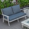 Leisuremod Walbrooke Modern Loveseat with White Aluminum Frame and Removable Cushions - 2 of 4