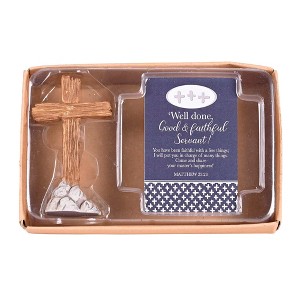 Dicksons CROSSFIG-43 Well Done, Good and Faithful Servant Blue and White 3 Inch Resin Tabletop Figurine with Bookmark Card 2 PC Set - 1 of 2