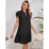 Womens Summer Dresses 2025 V-Neck Drawstring Ruffle Cap Short Sleeve Side Pockets Mini Dress Sundress - 4 of 4