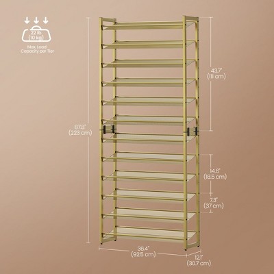 Gold 12-Tier Stackable Metal Shoe Storage Shelf