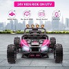 24V Electric Car for Kids with Remote Control, Battery Powered Ride On Truck with LED Lights, MP3, 4 Wheeler Vehicle for Toddlers, Pink - 3 of 4