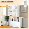 63" Tall Bookshelf with Doors, Modern Scalloped Design 5-Tier Storage Cabinet ,White - 4 of 4