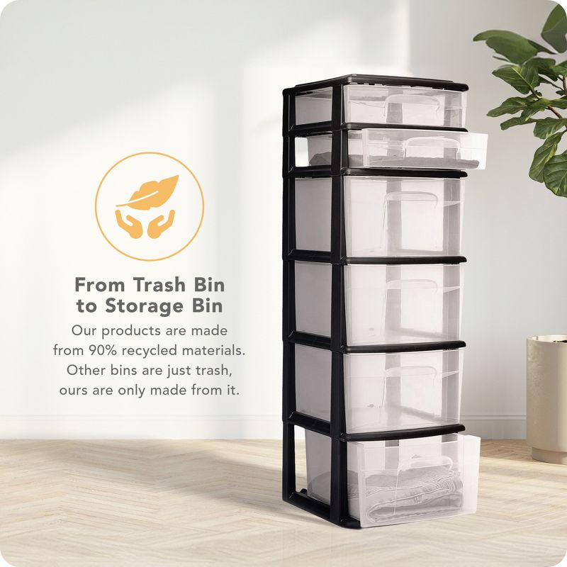 Homz Plastic Clear Drawer Medium Home Storage Container Tower, 5 of 8