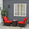 Outsunny 3 Piece Patio Furniture Set, PE Rattan Wicker Storage Table and Chairs w/ Tufted Cushions - 3 of 4