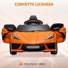 12V Kids Ride On Car Sports Licensed Corvette Electric Car Toy for Toddles with Remote Control, Visual Dashboard, LED Lights, Music, Orange - 3 of 4