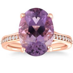 Pompeii3 4 1/5Ct TW Amethyst & Diamond Ring in White, Yellow, or Rose Gold - 1 of 4
