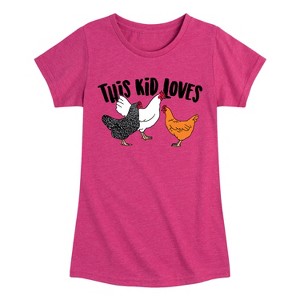 Girls' - Instant Message - This Kid Loves Chickens Fitted Short Sleeve Graphic T-Shirt - 1 of 4