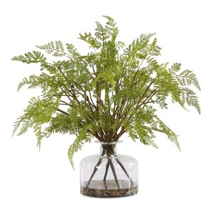 Uttermost Woodland Fern Centerpiece: Effortless Fern Fronds with River Rocks & Faux Water - 1 of 4
