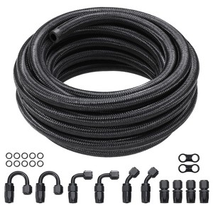 VEVOR 8AN Fuel Line Kit, 20 FT Fuel Hose Kit, 0.43" Nylon Stainless Steel Braided Fuel Line Oil/Gas/Diesel Hose End Fitting Kit, Black - 1 of 4