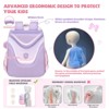 Dopamine Color School Backpacks for Girls Ages 6-14 Girls Backpack Kids bookbag Elementary Middle School bag - Purple Pink Gradient - 4 of 4