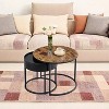 Set of 2 Nesting Round Coffee Tables with Hidden Storage, Modern Side Tables with Adjustable Feet for Living Room, Office - 2 of 4