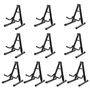 Yescom 10 Pcs Folding Guitar Stand Floor A-Frame w/ Foam Arms Instrument Display Universal for Acoustic Electric Bass Black - 1 of 4