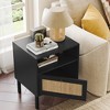 Angel Sar Rattan Night Stand Set 2, Boho Black Nightstands Set of 2 - 2 of 4