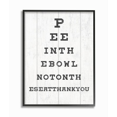 Stupell Industries Bathroom Seeing Eye Chart Pee In the Bowl Phrase Black Framed Giclee, 16 x 20