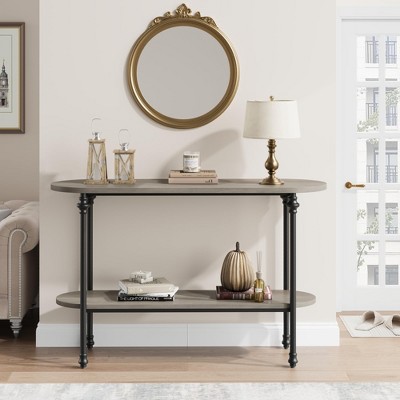 Whizmax 43.3" Console Table - 2-Tier Entryway Table with Storage, Metal Frame & MDF, Behind Couch Table for Living Room/Hallway