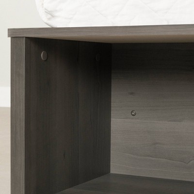 Gray Maple Queen Storage Bed with Wicker Baskets