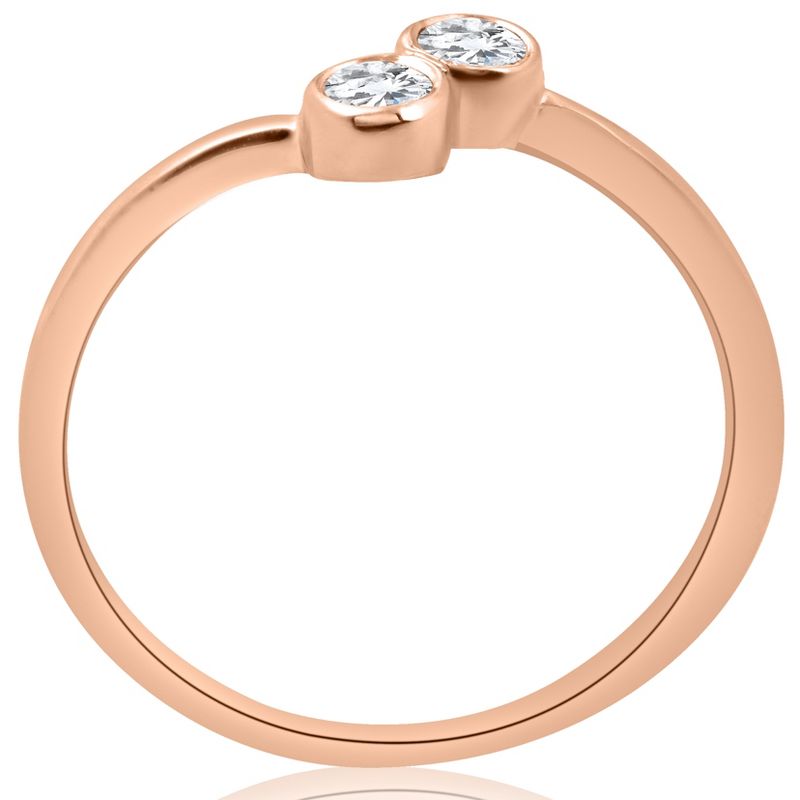 Pompeii3 1/4CT Two Stone Diamond Solitaire Bezel Engagement Promise Ring 14k Rose Gold, 3 of 5