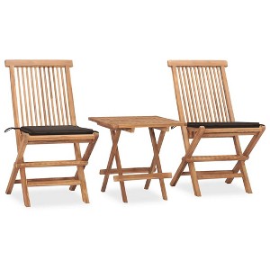 vidaXL 3 Piece Folding Patio Dining Set with Cushion Solid Teak Wood - 1 of 4