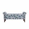 Handy Living Wallen Traditional Rolled Arm Storage Bench with Nailheads Floral Bonsai Blue - 2 of 4