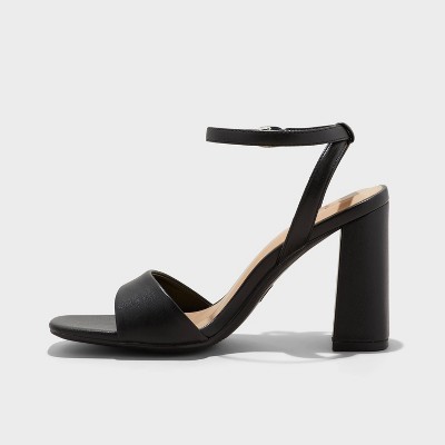 Women Haley Ankle Strap Single Band Flare Heels with Memory Foam Insole